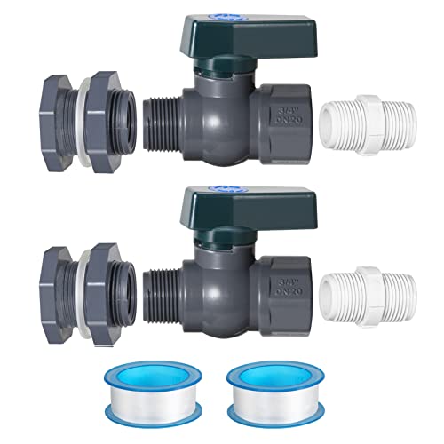Suswillhit 2 Pack Rain Barrel Spigot Kit - Suswillhit Water Barrel PVC Garden Diverter Kit with Bulkhead Fitting Hose Faucet Adapter and Thread Seal Tape for Water Tanks, Aquariums, Tubs, Pool, Garden Barrel - Image 1
