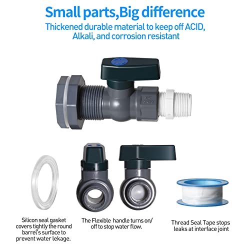 Suswillhit 2 Pack Rain Barrel Spigot Kit - Suswillhit Water Barrel PVC Garden Diverter Kit with Bulkhead Fitting Hose Faucet Adapter and Thread Seal Tape for Water Tanks, Aquariums, Tubs, Pool, Garden Barrel - Image 3