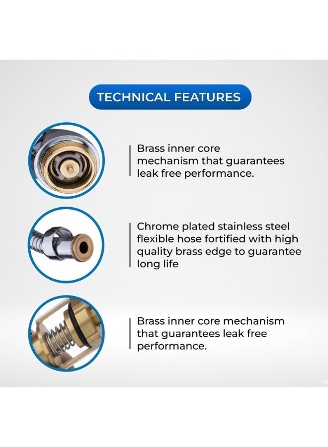 Bold Lure Brass Bidet Shattaf Handheld Sprayer for Toilet, Adjustable Water Flow with Hot and Cold Control, Leak-Proof Brass Core, Premium Chrome Finish, Flexible Stainless Steel Hose, Easy DIY Install, Water Saving Bathroom Accessory for UAE Homes - Image 5