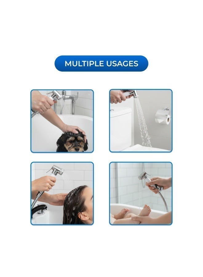 Bold Lure Brass Bidet Shattaf Handheld Sprayer for Toilet, Adjustable Water Flow with Hot and Cold Control, Leak-Proof Brass Core, Premium Chrome Finish, Flexible Stainless Steel Hose, Easy DIY Install, Water Saving Bathroom Accessory for UAE Homes - Image 3