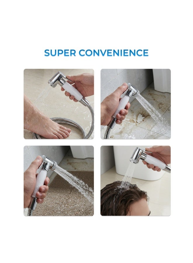 Bold Lure Brass Bidet Shattaf Handheld Sprayer for Toilet, Adjustable Water Flow with Hot and Cold Control, Leak-Proof Brass Core, Premium Chrome Finish, Flexible Stainless Steel Hose, Easy DIY Install, Water Saving Bathroom Accessory for UAE Homes - Image 3