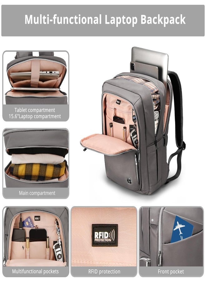 Swissdigital Design Katy Rose Laptop Backpack For Women，College Bookbags With USB Charging Port，Large Capacity Computer Backpacks For Work Business Grey(SD1006F-02) - Image 5