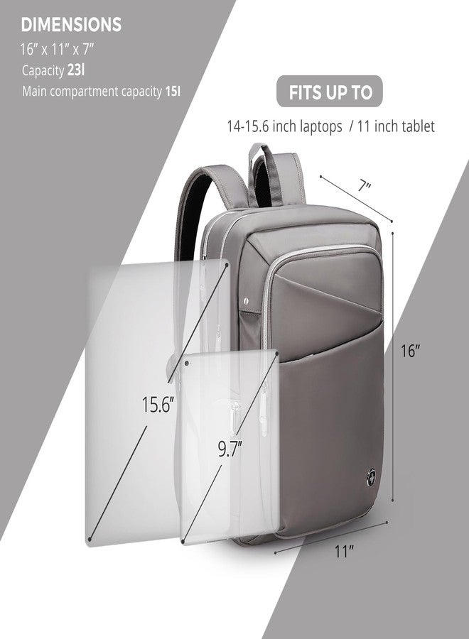 Swissdigital Design Katy Rose Laptop Backpack For Women，College Bookbags With USB Charging Port，Large Capacity Computer Backpacks For Work Business Grey(SD1006F-02) - Image 4