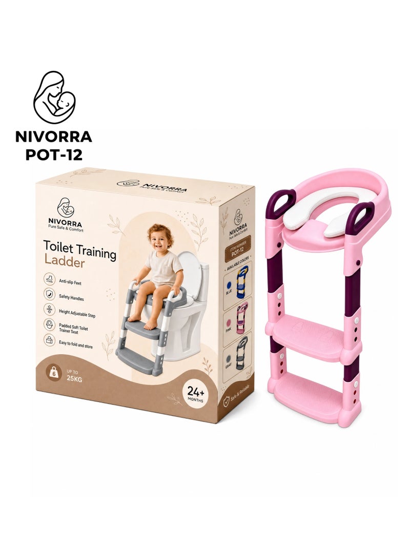 NIVORRA Premium Toddler Toilet Training Ladder with Soft Cushion & Adjustable Steps - Image 4