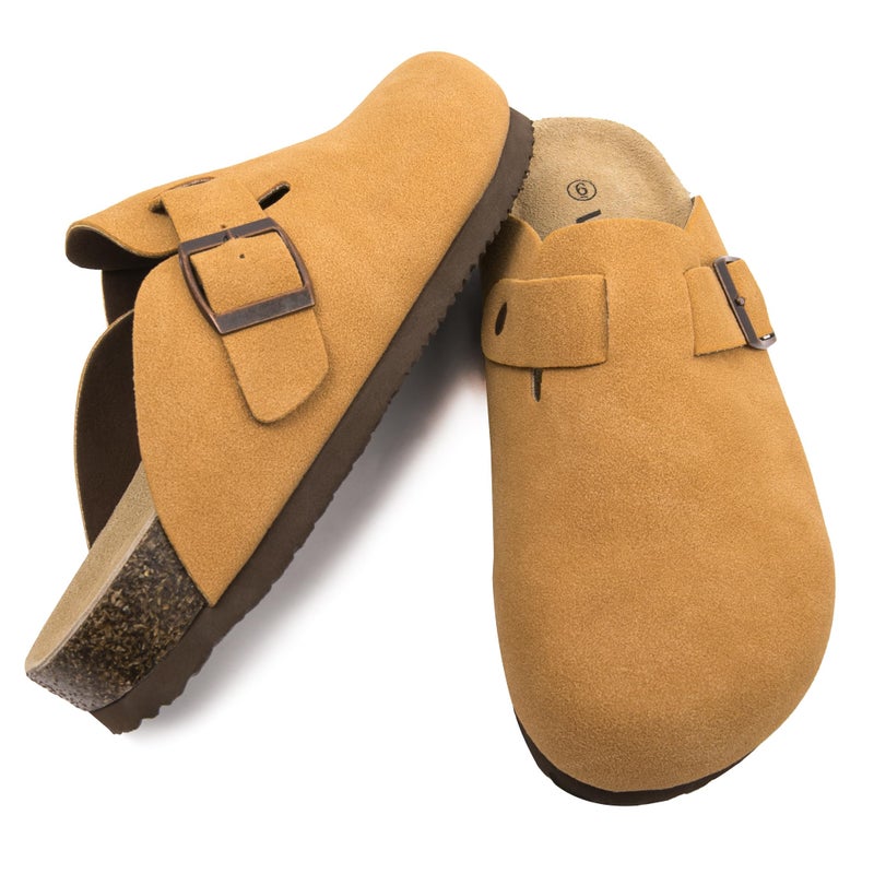 Vayfio Womenâ€˜s Suede Clogs Potato Shoes Cork Footbed Sandals Comfort Mules with Arch Support Slip On Slippers Brown 06 - Image 4