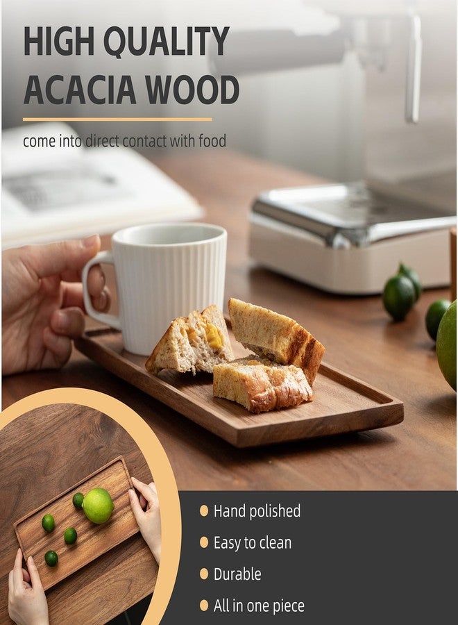 Vandroop Mini Wooden Serving Platter, Small Wood Serving Tray for Tea/Coffee (Acacia Wood, S) - Image 3