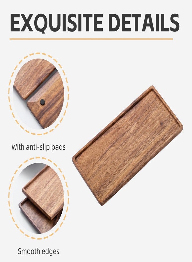 Vandroop Mini Wooden Serving Platter, Small Wood Serving Tray for Tea/Coffee (Acacia Wood, S) - Image 4