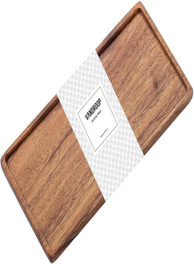 Vandroop Mini Wooden Serving Platter, Small Wood Serving Tray for Tea/Coffee (Acacia Wood, S) - Image 1