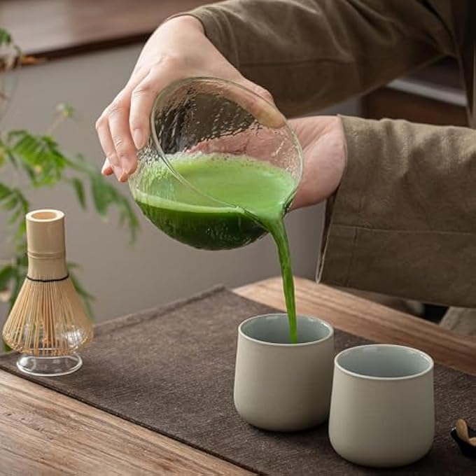 U-HOOME 7Pcs Japanese Matcha Whisk Tea SetMatcha Bowl With Pouring Spout Bamboo Matcha WhiskMatcha ScoopMatcha Whisk Holder Japanese Tea Making Tools Matcha Kit For Matcha Tea Ceremony Clear - Image 3
