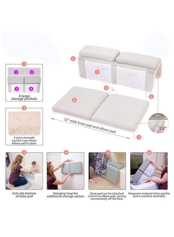 تشايل مجموعة وسادة دعم الركبتين ومسند الكوع من تشيلدهود - إسفنج غير مؤلم مع جيوب لتنظيم الألعاب، قابلة للطي، سريعة الجفاف، مجموعة دعم الركبتين ومسند الكوع لحوض الاستحمام للآباء الذين يحضرون أطفالهم للاستحمام (رمادي) - Image 2