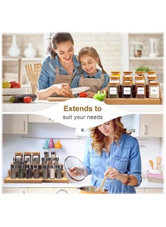 Arabest Bamboo Expandable Spice Rack Organizer 3 Tier Kitchen Organizer for Pantry Cabinet or Countertop Use,Cabinet Space Saver Countertop Display Shelf Kitchen Step Shelf(Bamboo 1)  - Image 4