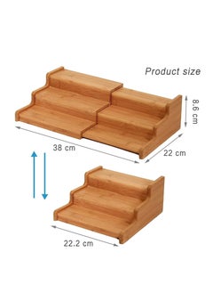 Arabest Bamboo Expandable Spice Rack Organizer 3 Tier Kitchen Organizer for Pantry Cabinet or Countertop Use,Cabinet Space Saver Countertop Display Shelf Kitchen Step Shelf(Bamboo 1)  - Image 2