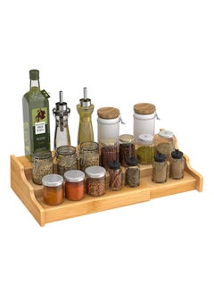 Arabest Bamboo Expandable Spice Rack Organizer 3 Tier Kitchen Organizer for Pantry Cabinet or Countertop Use,Cabinet Space Saver Countertop Display Shelf Kitchen Step Shelf(Bamboo 1)  - Image 1