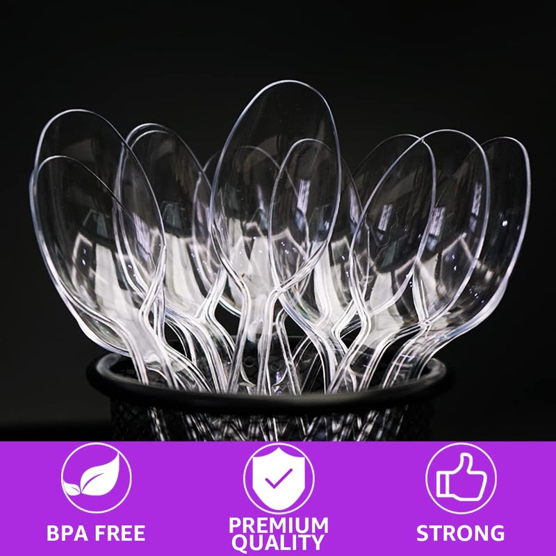 SUYANGECO 360 Count Clear Plastic Forks Spoons Knives Bulk Heavy Duty Plastic Silverware Reusable Disposable Cutlery Set Thick Plasticware Durable Party Utensils for Dinner Daily Use Wedding Gathering Picnic - Image 5