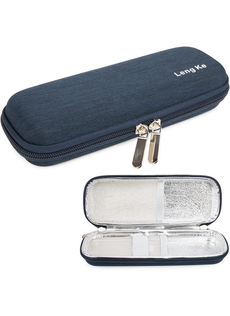 YOUSHARES YOUSHARES Insulin Cooler Travel Case with 2 Cooler Ice Packs - Handy Medication Insulated Diabetic Carrying Cooling Bag for Insulin Pen and Diabetic Supplies (Navy Blue) 