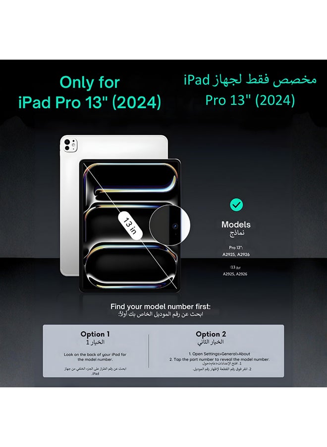 اي اس ار ESR حافظة آيباد برو 13 إنش (M5/M4) 2025/2024، غطاء دوار مع غطاء مغناطيسي قابل للإزالة، حامل قابل للتعديل (9 زوايا)، أسود - Image 2