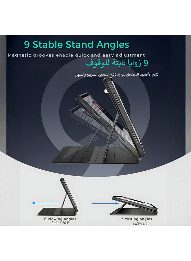 اي اس ار ESR حافظة آيباد برو 13 إنش (M5/M4) 2025/2024، غطاء دوار مع غطاء مغناطيسي قابل للإزالة، حامل قابل للتعديل (9 زوايا)، أسود - Image 5