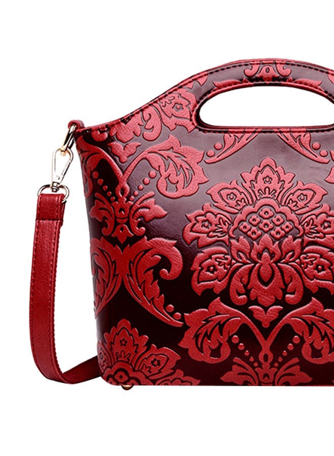 NIBEMINENT Elegant Floral Pattern Hobo Handbag Red  - Image 2