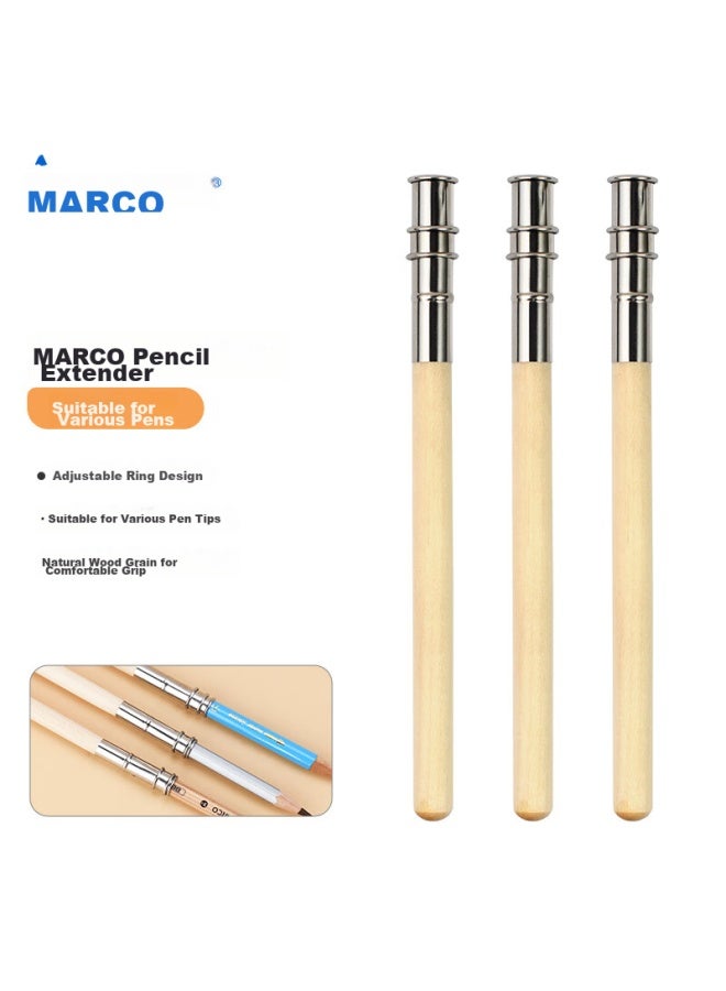 Marco Pencil Extenders 3-pack, Lengthening Rods, Extension Pencil Holder Set, Sketching, Marker Drawing - Image 1