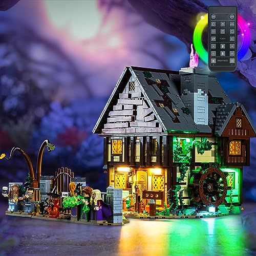 LocoLee Light Kit Compatible with Lego Hocus Pocus The Sanderson Sisters Cottage House Decor 21341 Remote Control Lighting Set Accessories Compatible with Lego Ideas 21341 Lights Only No Models - Image 1