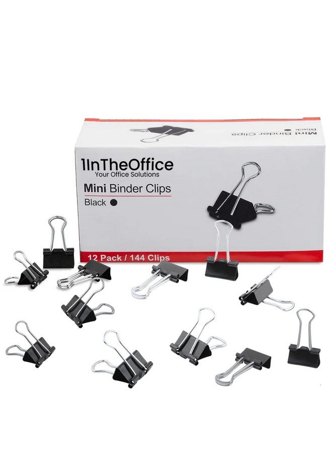 1InTheOffice Mini Binder Clips, Paper Clamp, Metal Binder Clips, Document Binder Clip, Black, 0.6", (144 Pack) - Image 1