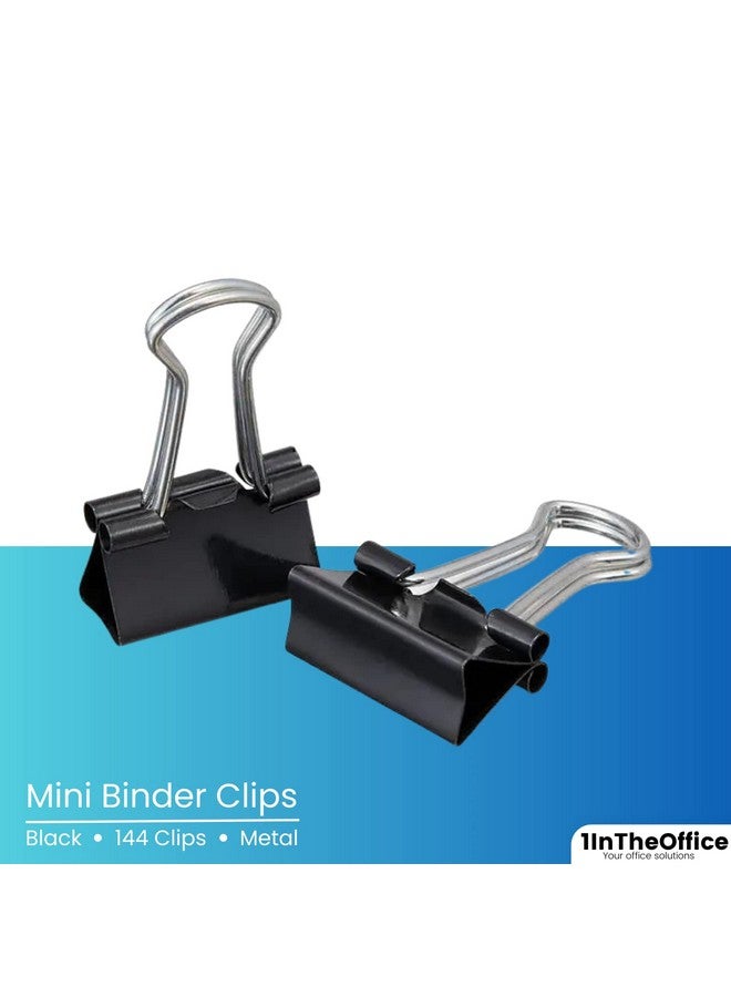 1InTheOffice Mini Binder Clips, Paper Clamp, Metal Binder Clips, Document Binder Clip, Black, 0.6", (144 Pack) - Image 3