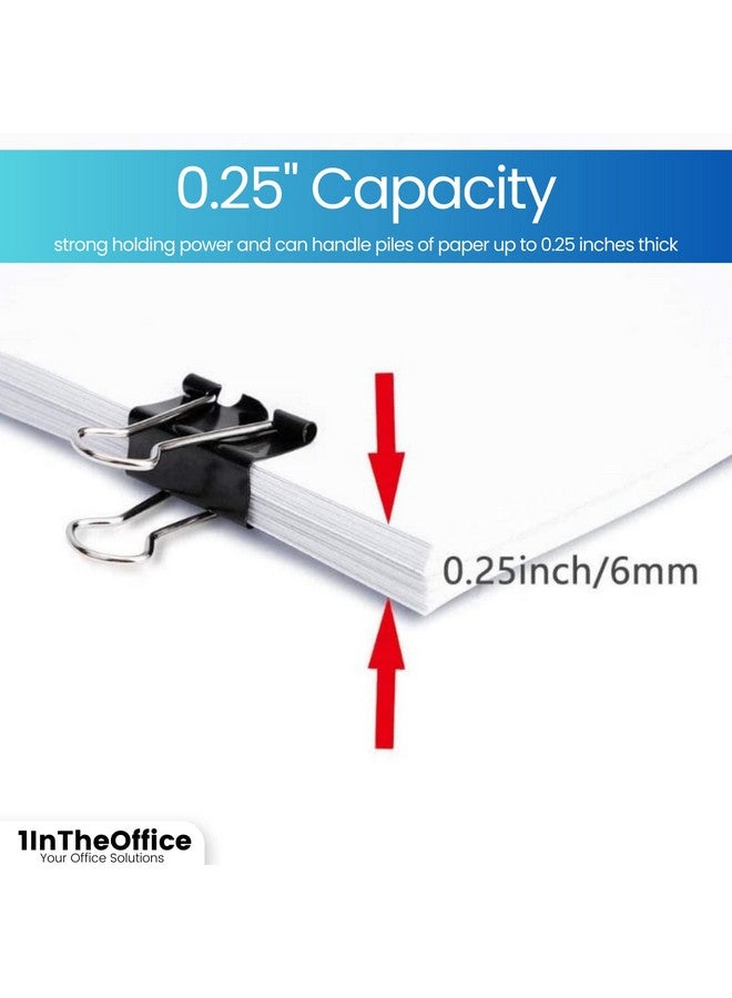 1InTheOffice Mini Binder Clips, Paper Clamp, Metal Binder Clips, Document Binder Clip, Black, 0.6", (144 Pack) - Image 5