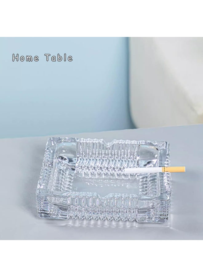 MOMENT Square Glass Ashtray – Crystal Clear Ribbed Design, Heavy Duty Ashtray for Home, Office & Outdoor Use (15x15cm) - Image 5
