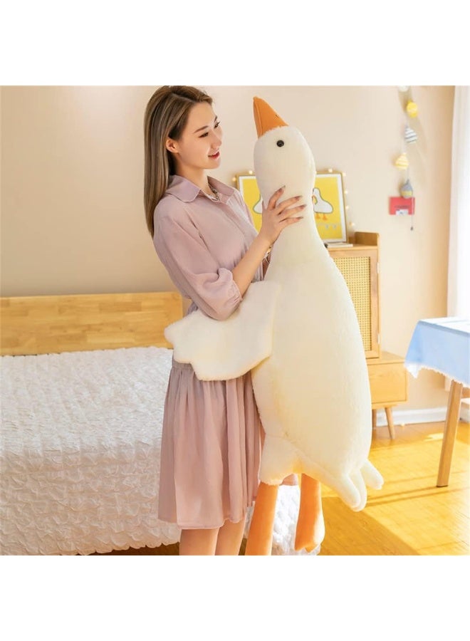 TEOWOO Giant White Duck Plush Stuffed Pillow Soft Touch Long Teddy Bear Toy for Kids Sleeping and Hugging Doll, Hugger for Bed, Sofa and Floor (White, 1.30m) - Image 1