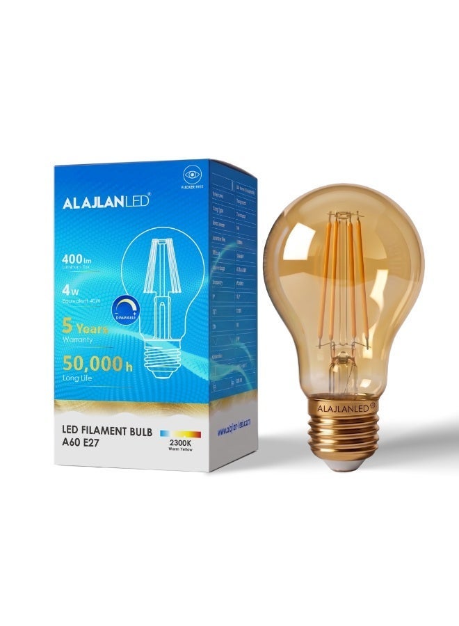 ALAJLAN LED LED Bulb E27 4W Warm White 2300K CRI 90 A60 Energy Saving Light for Home Office Everyday Use - Image 1