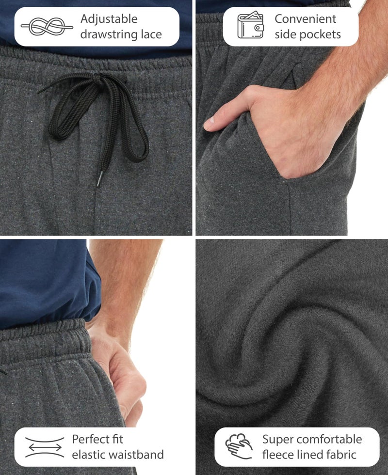 Andrew Scott Mens Cotton Fleece Athletic Shorts | Work Out Jogger Sweat Shorts with Drawstring & Pockets - Pack of 3 - Image 4