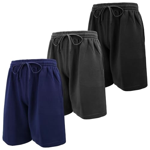 Andrew Scott Mens Cotton Fleece Athletic Shorts | Work Out Jogger Sweat Shorts with Drawstring & Pockets - Pack of 3 - Image 1