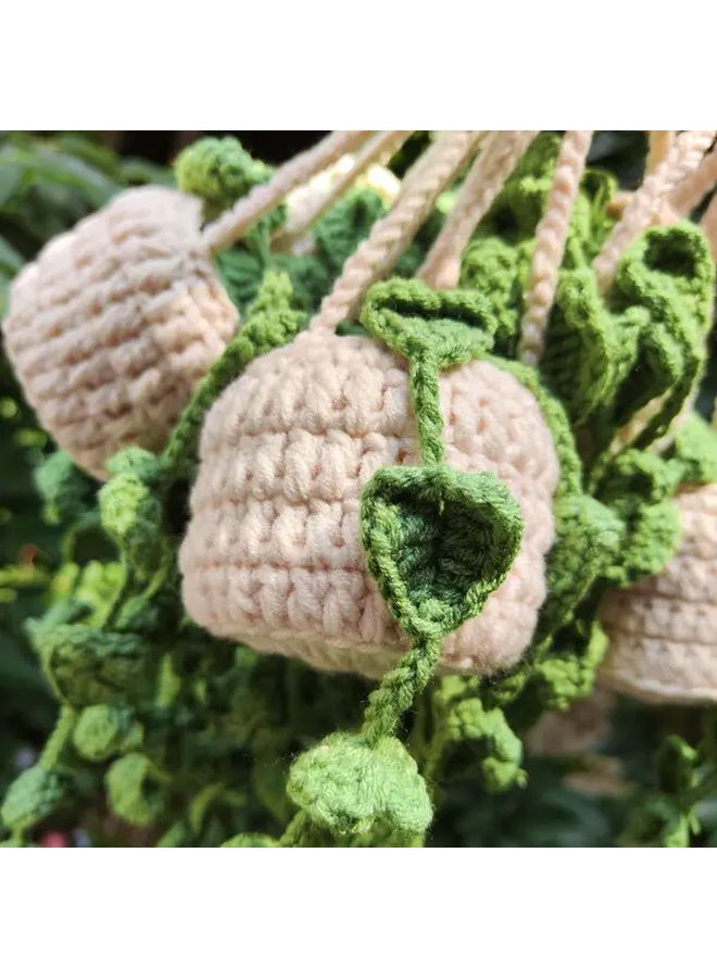 Handmade Knitted Pothos Green Dill Car Rearview Mirror Decoration Pendant - Image 5
