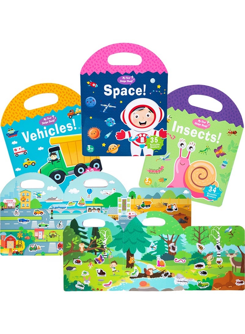 كابتن تيك Reusable Sticker Books for Kids New Learning Stickers Toys Journal Paper Scrapbooking Stationery - Image 1