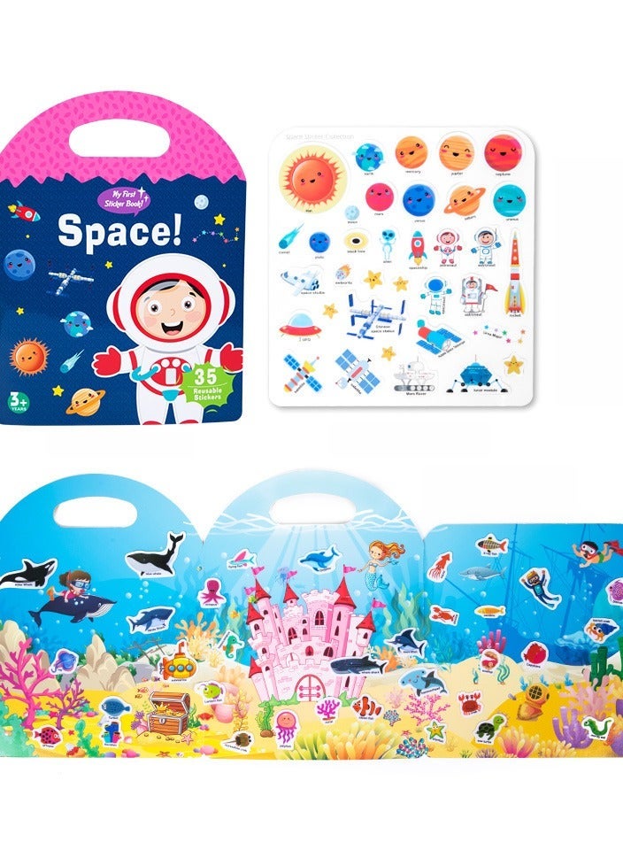 كابتن تيك Reusable Sticker Books for Kids New Learning Stickers Toys Journal Paper Scrapbooking Stationery - Image 4