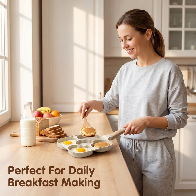 3-in-1 Egg Burger Pan, Multi-Functional Breakfast Cooker with Five-Hole Design - Image 3
