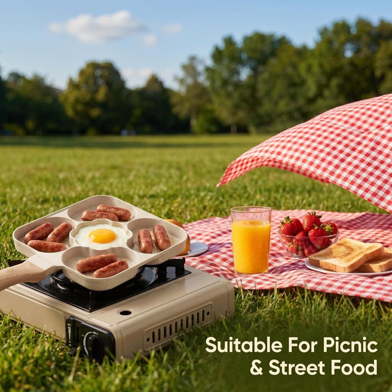 3-in-1 Egg Burger Pan, Multi-Functional Breakfast Cooker with Five-Hole Design - Image 4
