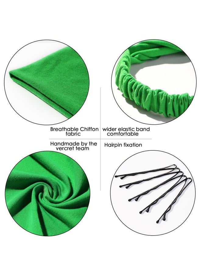Vercret 6 Pack Hair Scarf Headband for Women - Elastic Hair Kerchief Large Boho Triangle Bandana Head Scarf with Clips Non Slip Solid Color Headbands Hair Scarves for Teen Girls - Image 3