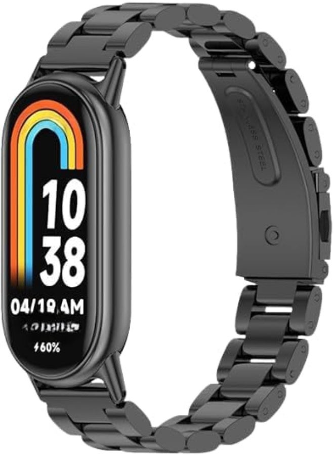 Ecosystem Bracelet Compatible with Xiaomi Mi Band 10/9/8, Stainless Steel Replacement Straps, Mesh & Metal Watch Strap, Adjustable Replacement Strap For Mi Smart Band 8/9/10 (Black) - Image 1