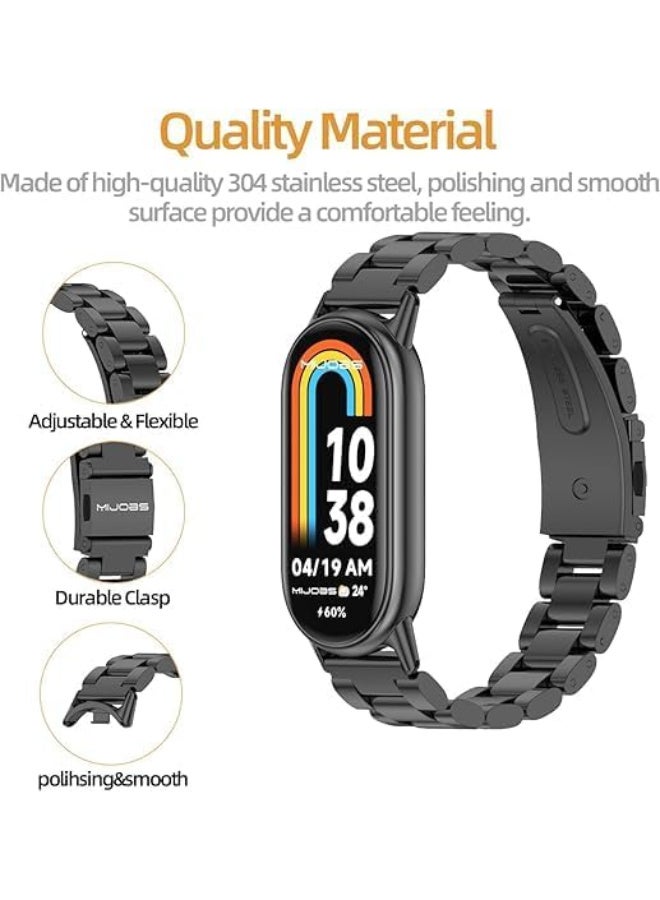 Ecosystem Bracelet Compatible with Xiaomi Mi Band 10/9/8, Stainless Steel Replacement Straps, Mesh & Metal Watch Strap, Adjustable Replacement Strap For Mi Smart Band 8/9/10 (Black) - Image 2