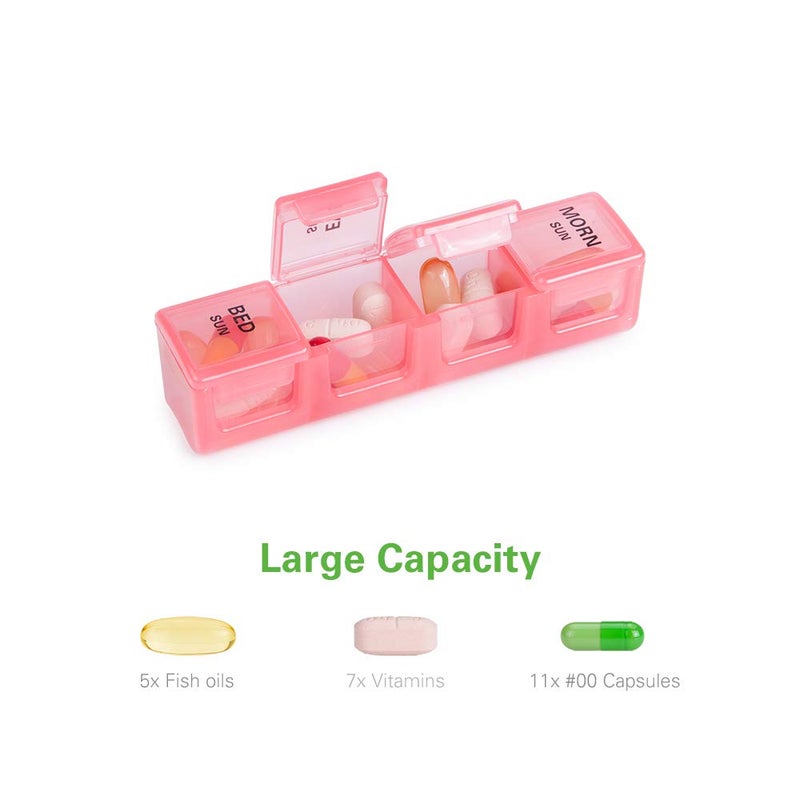 Sukuos Large Weekly Pill Organizer 7 Day (4 Times a Day), Moisture-Resistant Daily Pill Box Medicine Cases for Vitamin/Fish Oil/Supplements - Rainbow Colors - Image 3