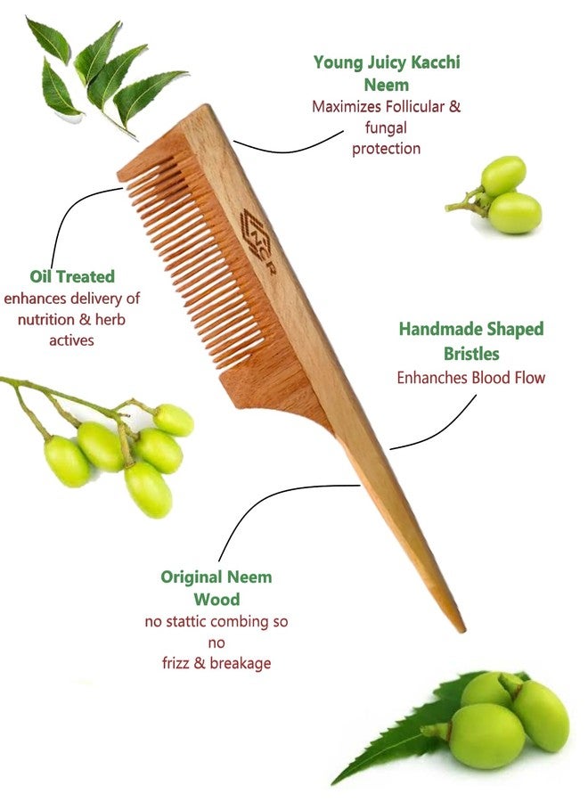 NCR "NCR" Natural 100% Kacchi Neem Wooden Comb,All hair Type (Hero & Tail) Comb For Enhances blood circulation in the scalp, reducing hair fall. - Image 2