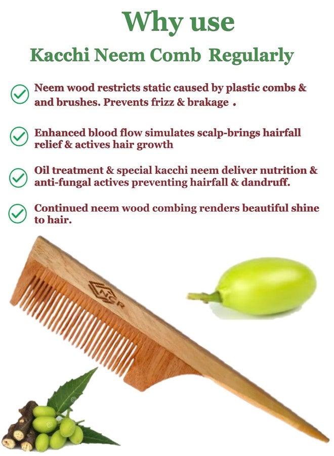 NCR "NCR" Natural 100% Kacchi Neem Wooden Comb,All hair Type (Hero & Tail) Comb For Enhances blood circulation in the scalp, reducing hair fall. - Image 3