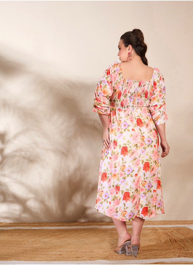 SASSAFRAS Floral Print Midi Dress  - Image 5