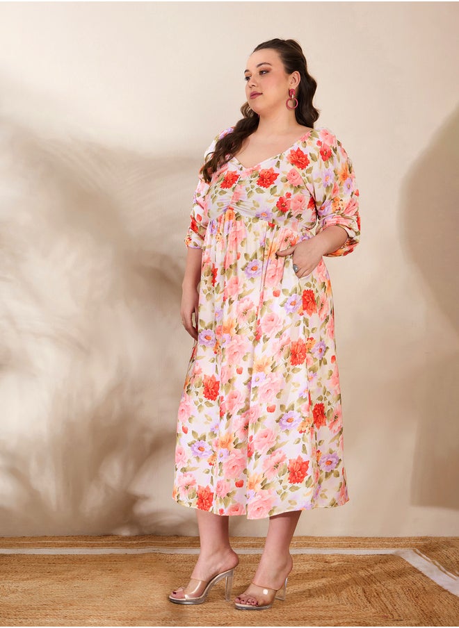 SASSAFRAS Floral Print Midi Dress  - Image 3