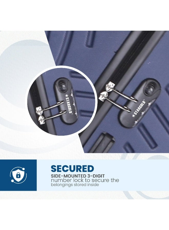 ستارجولد مجموعة أمتعة خفيفة الوزن من 3 قطع مصنوعة من مادة ABS الصلبة مع عجلات دوارة 360 درجة وقفل رقمي ومقبض من سبائك الألومنيوم - Image 5