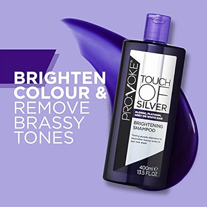 Provoke TOUCH OF SILVER BRIGHTENING PURPLE SHAMPOO & INTENSIVE CONDITIONER 400ML, NEUTRALISES YELLOW & ORANGE TONES, FORMULATED WITH VIOLET & BLUE PIGMENTS - Image 3