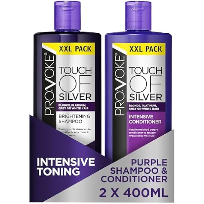 Provoke TOUCH OF SILVER BRIGHTENING PURPLE SHAMPOO & INTENSIVE CONDITIONER 400ML, NEUTRALISES YELLOW & ORANGE TONES, FORMULATED WITH VIOLET & BLUE PIGMENTS - Image 2