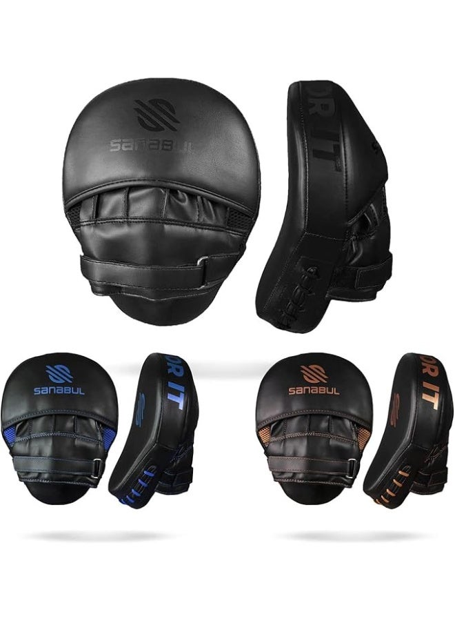 Sanabul Essential Curved Punching Mitts for Boxing and MMA | Ultimate Boxing Mitts & Pads Training Gear for Athletes | High-Performance Focus Mitts Muay Thai Pads for Sparring & Training Boxing Pads - Black - Image 1