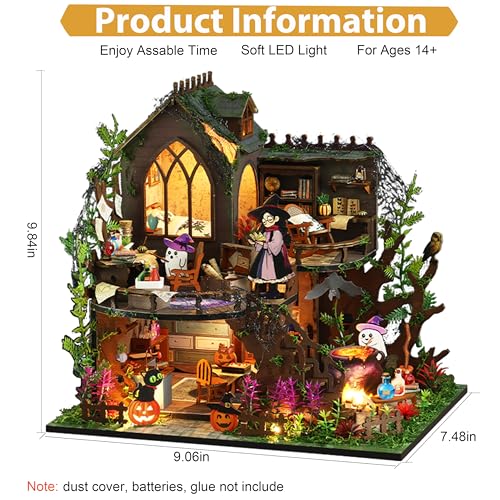 ISSEVE DIY Miniature House Kit Tiny House Dollhouse Kit for Adults Mini House Building Kits Miniature Kit Adult Craft Diorama Kit Home Bookshelf Decoration Gifts for Birthday Magic Castle - Image 5